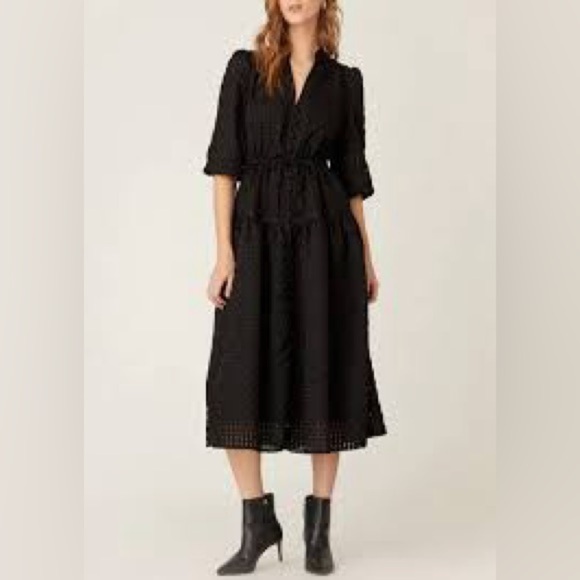 Shoshanna Dresses & Skirts - $494! Shoshanna Teagan Chic textured gingham Midi Dress Front Button SZ 12 NWT!